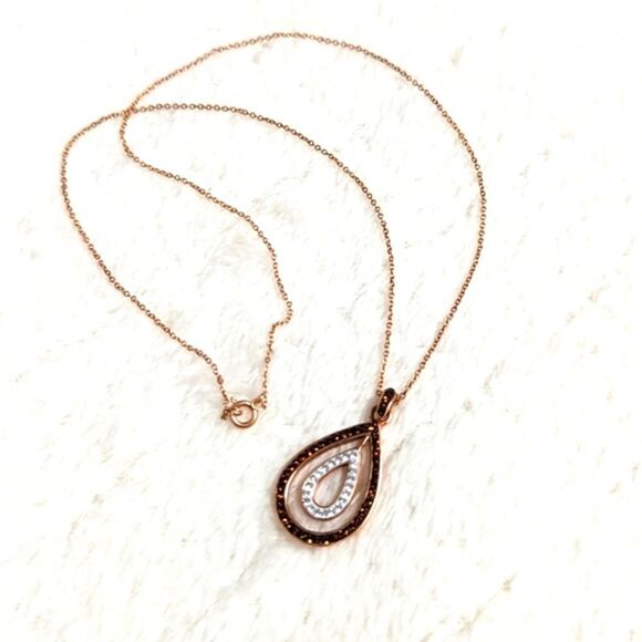 NWT Rose Gold Plated over Sterling Silver Swarovski Crystal Teardrop Necklace - Picture 10 of 15